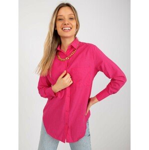 Dark pink oversize button shirt with pocket