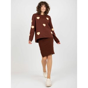 Dark brown casual set with sweatshirt and dress