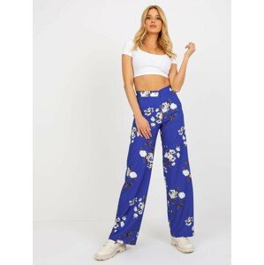 Cobalt Blue Wide Fabric Flowered Trousers