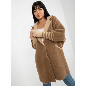 Light brown loose alpaca coat with pockets