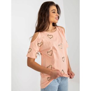 Peach blouse with heart print