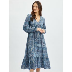 Blue women's patterned midi dress ORSAY