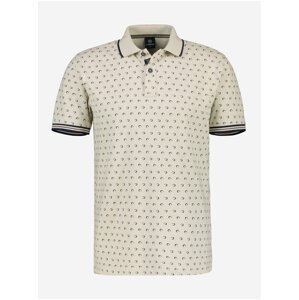 Beige Mens Polo T-shirt with Tiny Pattern LERROS - Men