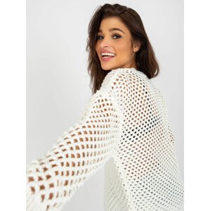 Ecru openwork summer sweater with the addition of wool