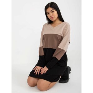Beige and black basic dress with pockets from RUE PARIS