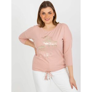 Light pink oversized blouse with rhinestone application