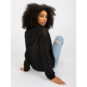 Black women's summer sweater with lace pattern