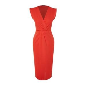 Trendyol Red Gathered Detailed Woven Dress