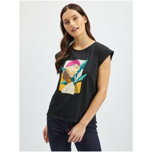 Orsay White-Black Floral T-shirt - Women