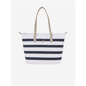 Blue and White Ladies Striped Handbag Tommy Hilfiger Poppy Tote Corp - Women