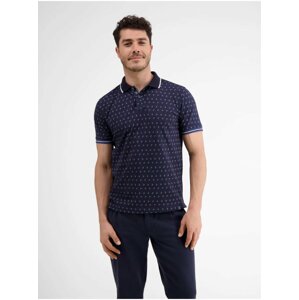 Dark blue men's patterned polo shirt LERROS - Men