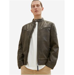 Dark brown men's leatherette jacket Tom Tailor - Men