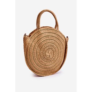 Messenger round bag with glossy thread beige