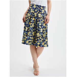 Women's yellow-blue pleated floral skirt ORSAY