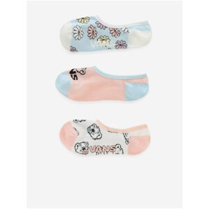 Vans Set of three pairs of women's patterned socks in light pink and blue bar - Women