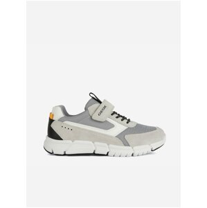 Beige Grey Boys Sneakers with Suede Details Geox - Boys