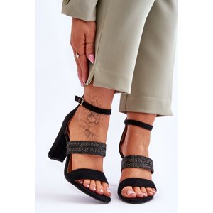 Suede Sandal with Knitted Heel Strap Roselia Black