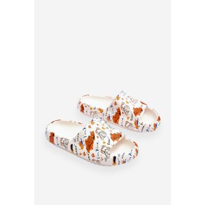 Lady's foam slippers with teddy bears and letters Beige-orange Zoey