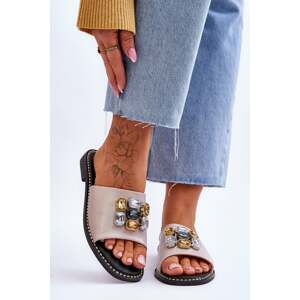 Women's sandals with rhinestones S.Barski Nude