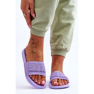 Lightweight women's slippers with Merry purple lettering