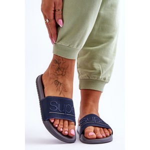 Lightweight women's slippers with the inscription Navy Grey Merry