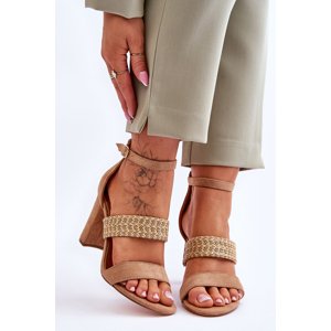 suede sandal with knitted strap on the heel Camel Roselia
