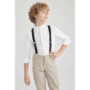 DEFACTO Boys Children's Day Regular Fit Standing Collar Oxford Long Sleeve Shirt