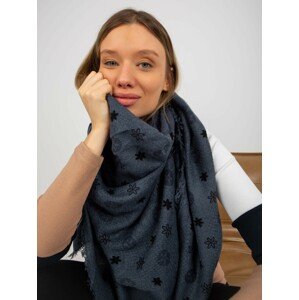 Lady's dark blue scarf with prints