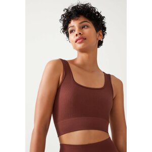 LOS OJOS Crop Top - Brown - Plain