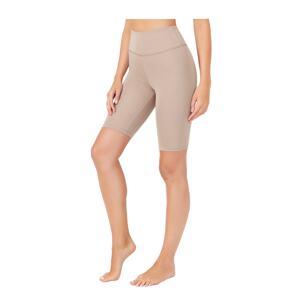 LOS OJOS Women's Beige High Waist Contouring Cycling Shorts Sport Leggings