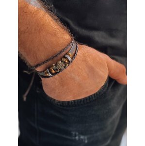 Men's brown bracelet with Dstreet skull