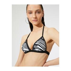 Koton Triangle Bikini Top Zebra Pattern Covered Halterneck