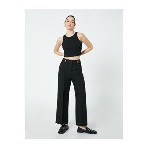 Koton Wide Leg Fabric Trousers With Button Detail.