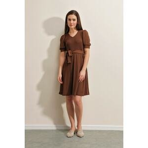 Bigdart 2370 Belted Knitted Dress - Brown