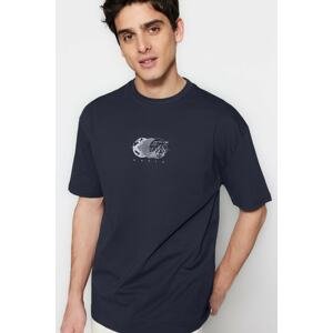 Trendyol Men's Black Relaxed Print 100% Cotton T-Shirt
