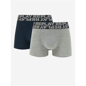 Set of two men's boxers in black and light gray Replay - Men