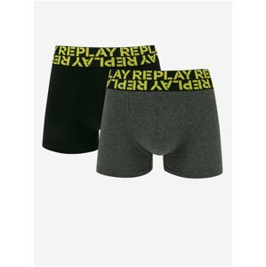 Set of two men's boxer shorts in black and dark gray Replay