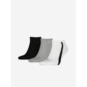 Set of three pairs of socks in black, white and light gray Puma Lifesty - Men