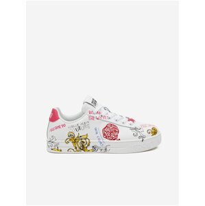 White Womens Patterned Leather Sneakers Versace Jeans Couture Fondo - Women
