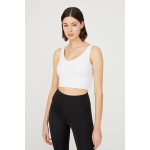 LOS OJOS White V-Neck Lightly Support Covered Sports Bra Vneck