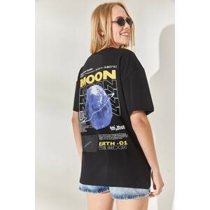 Olalook Black Moon Front and Back Printed T-Shirt