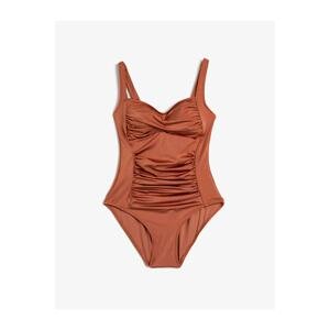 Koton Basic Swimwear Draped Thick Straps Covered