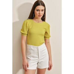 Bigdart 0468 Button Detailed Knitted Blouse Yellow