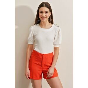 Bigdart 0468 Button Detailed Knitted Blouse - White