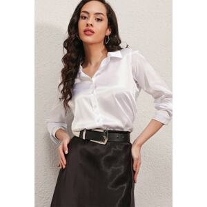 Bigdart 3964 Women's White Slightly Flowing Satin Shirt.