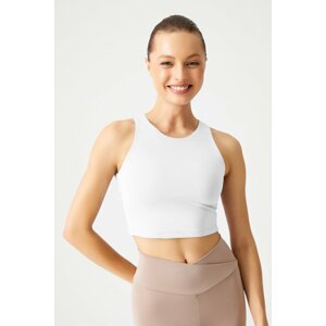 LOS OJOS White Halter Collar T-shirt with Bra and