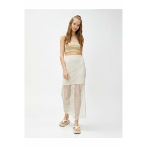 Koton Mesh Midi Skirt Slit Lined