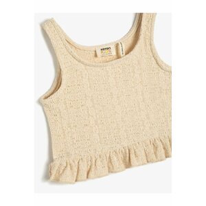 Koton Girls' Crochet Crop Top Sleeveless Round Neck Ruffle Detail