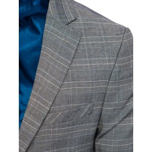 Dstreet men's single-breasted checkered dark blue jacket