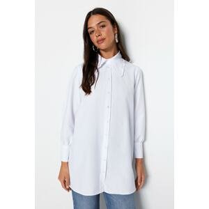 Trendyol White Baby Collar Woven Cotton Shirt